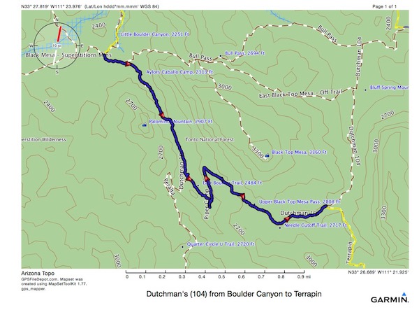 Dutchman&#39;s (104) from Boulder Canyon to Terrapin map